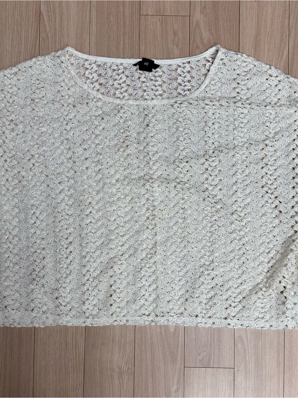 H&M Light Cream Gold Crochet Knit Women's Top